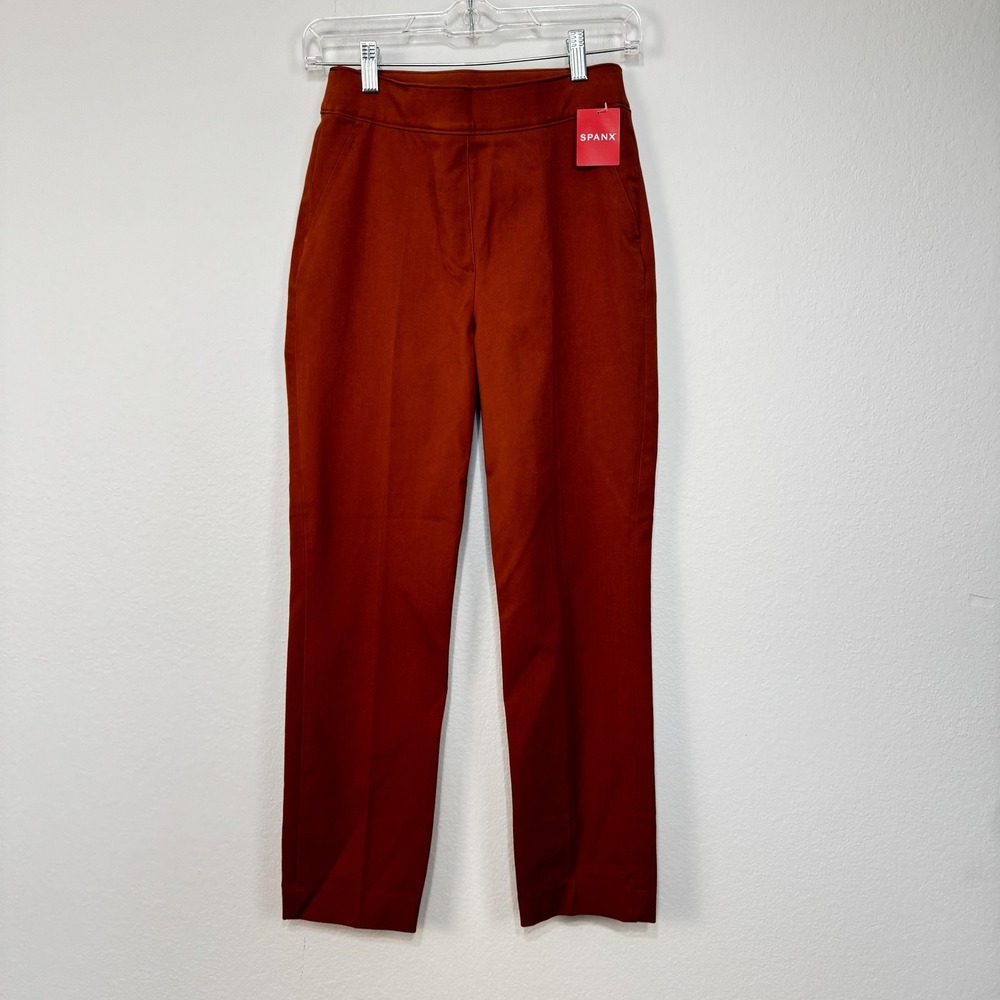 Spanx Pants Womens Small Bronze Glow On-the-Go Ankle Slim Straight Stretch Chino